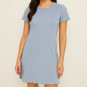 Pink Rose Blue Breeze Ribbed Mini Dress NWT Size Small Short Sleeve Casual